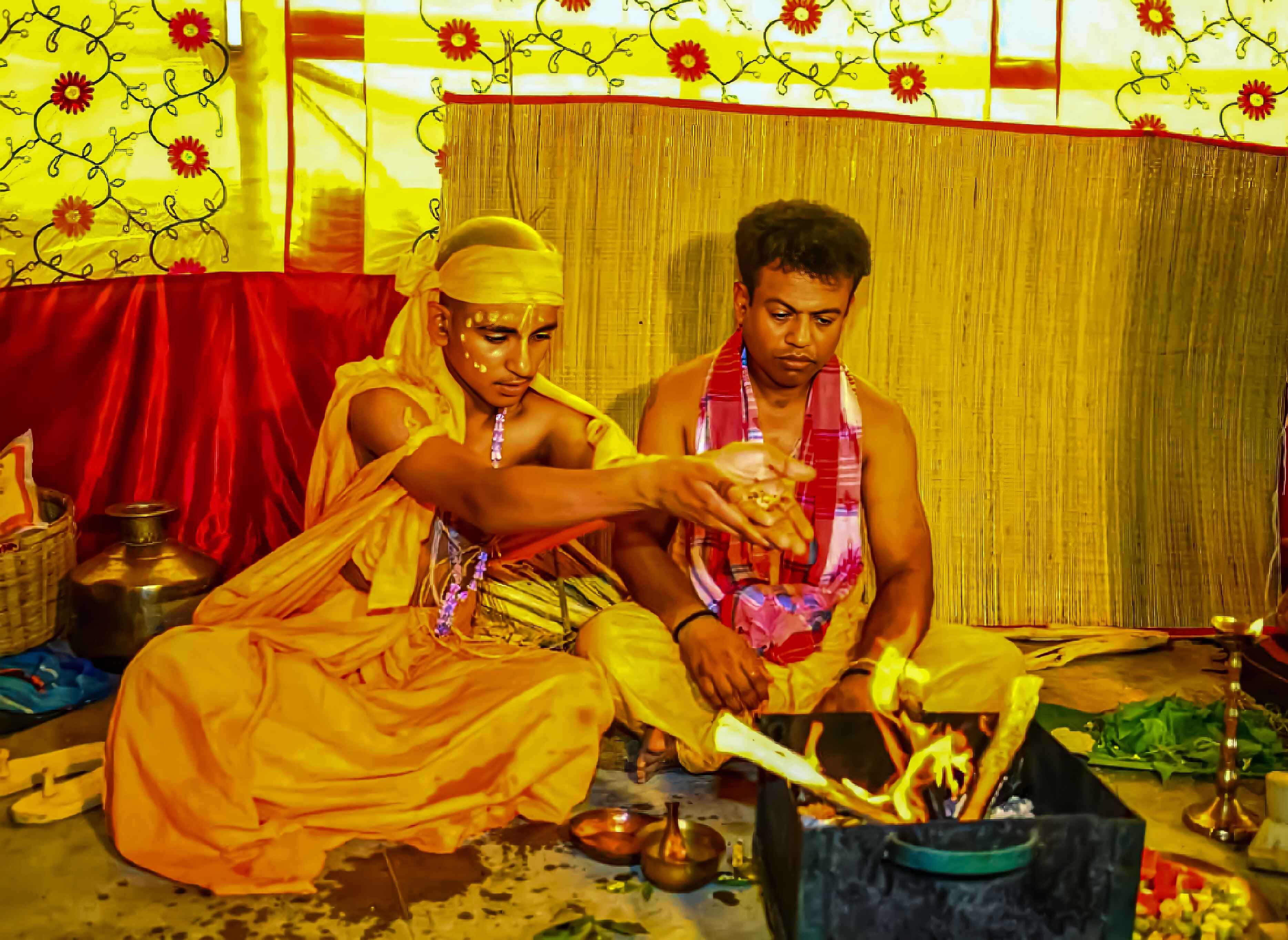Janeu thread ceremony captured in pooja photoshoot with hawan